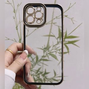 Clear iPhone Case With Contrast Black and Gold Edge